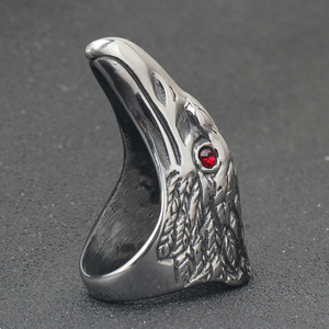 Anillo con Cabeza de Águila de Acero Inoxidable de 51 mm con Incrustaciones de Circonio Rojo, Joyería de Moda para Mujer, Regalo - Product Image 2