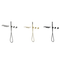 Ensemble de robinets de baignoire et douche muraux dissimulés Mitigeur en cuivre pour salle de bain avec pommeau de douche à main