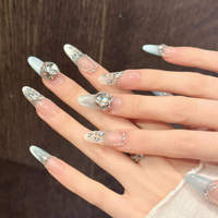 10 pièces de faux ongles faits main, personnalisables, en gros, avec étiquette privée, style French Press, en acrylique de haute qualité pour application sur les doigts