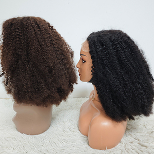 Promoción de $90 Letsfly, Pelucas de Encaje 5x5 Afro Rizadas con Densidad del 250%, Sin Pegamento, SDD # 2 pelucas fáciles de usar de cabello humano 100% natural negro de 16 pulgadas - Product Image 1