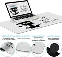 Grand tapis de bureau ergonomique pour le gaming avec support de poignet, design amusant de chat noir, tapis de souris personnalisé