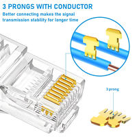 Connecteur RJ45 modulaire réseau non blindé Cat5 Cat5e Cat6 UTP 8P8C à passage direct