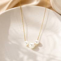 Ensemble collier et boucles d'oreilles pendantes en acier inoxydable plaqué or 18 carats, imperméable, avec nœud perlé, pour femmes