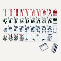 Jeu de société de style britannique avec tuiles de mahjong américaines en acrylique rouge, blanc et bleu à 5 couches, motif London Big Ben et bus à deux étages, coffret cadeau
