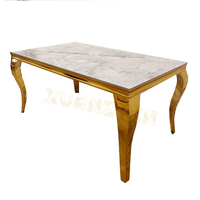 Ensemble de table et chaises de salle à manger de luxe en acier inoxydable et marbre, style italien, pour 4, 6 ou 8 personnes, idéal pour restaurant