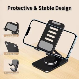 360 Degree <b>Rotating</b> Fully Adjustable Foldable Desktop Phone <b>Stand</b> Compatible All Phones Thick Case Mobile Phone Holder Cradle - Product Image 6