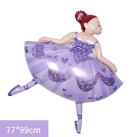 2024 nouveau dessin animé danse fille aluminium Film ballons vente chaude ballerines pour fête promotionnelle fête fournitures