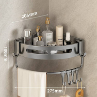 Étagère d'angle murale adhésive sans perçage pour douche, idéale pour hôtels et cuisines, design moderne, en aluminium durable pour salle de bain