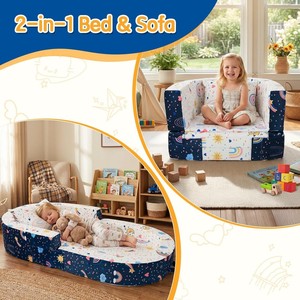 Custom Toddler <b>Sofa</b> Bed Flip Open Kids Lounge Chair <b>Play</b> Couch Removable Cover Plush Velvet for Bedroom Living Room Travel - Product Image 3