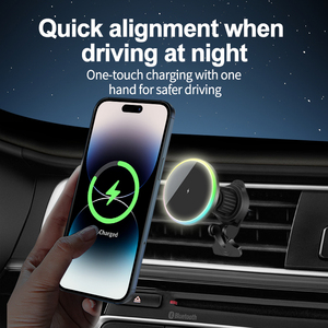 Nuevo Cargador Inalámbrico Magnético de Carga Rápida de 15W, Soporte para Teléfono de Coche con Luz RGB para <span class=keywords><strong>iPhone</strong></span> 17 16 15 14 <span class=keywords><strong>Pro</strong></span> <span class=keywords><strong>Max</strong></span> - Product Image 4