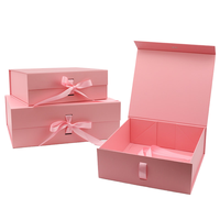 [En Stock] Caja Plegable con MOQ Bajo, Logotipo Personalizable, Caja de Regalo Monocromática con Lazo