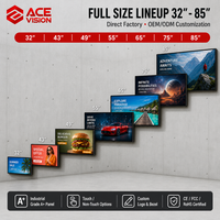 Layar Pemutar Video Dalam Ruangan ACEVISION 19-98 Inci Android Wifi LCD Digital Signage untuk Iklan yang Dipasang di Dinding