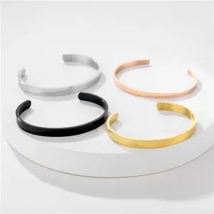 Custom Size Rvs Manchet Armband Blanco Rechte Bar Diy Gebogen Gegraveerde Inspirerende Armband