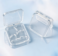 Palette de fards à paupières en plastique transparente, irrégulière, à quatre compartiments, emballage de maquillage avec porte-pinceaux, boîte en plastique