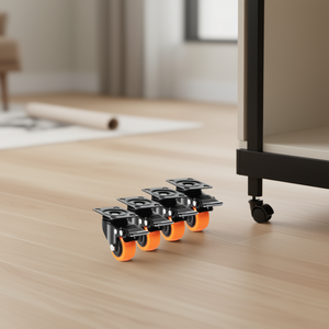 Jeu de roulettes à plaque pivotante de 2 pouces 4 roues en PVC à double verrouillage à usage intensif Capacité de charge de 150 lb Sans bruit Non marquant pour les meubles - Product Image 2