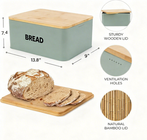 Grands bidons de stockage Comptoir de cuisine en métal Boîte à pain Conteneurs de stockage des aliments - Product Image 2