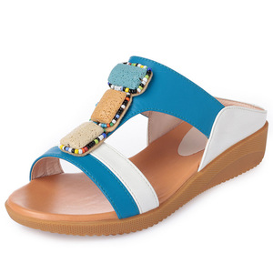 Sandales <span class=keywords><strong>orthopédiques</strong></span> confortables Xuanhui pour l'été, antidérapantes, style bohème, avec perles, pour la marche quotidienne, plateforme de 3 cm, tongs pour femmes - Product Image 5