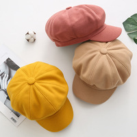 Gorro de panadero de terciopelo suave para mujer, gorro de invierno, boina, informal