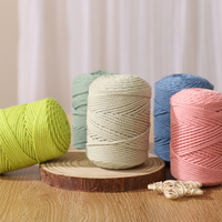 2mm Round-Strand Dyed Hollow Cotton Acrylic Anti-Pilling Ring Spun Heavyweight Yarn for Hand Knitting Crocheting Bags Hats