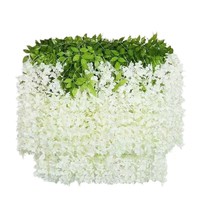 Fleurs artificielles de glycine en gros, guirlandes suspendues en plastique pour la décoration de mariages et de plafonds