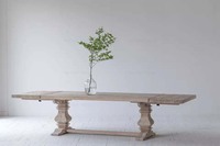 Ensemble de table à manger extensible en bois naturel rustique de style campagnard français en pin recyclé industriel pour 8 personnes