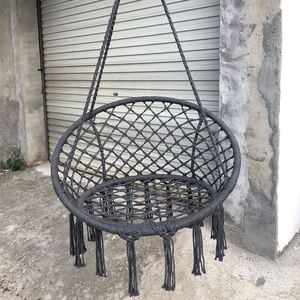 <b>Hanging</b> Basket, Outdoor Handmade Cotton Rope <b>Hanging</b> Chair, Balcony Cradle Chair, Homestay, Tassel - Product Image 5
