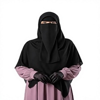 Ensemble Niqab Modeste Malaisien 3 Pièces de Haute Qualité - Voile Facial en Mousseline Saoudienne Premium Respirant, Confortable, Léger et Doux