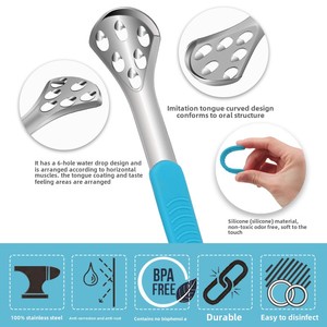 Dụng cụ cạo lưỡi silicon hình giọt nước với bàn chải 6 lỗ làm sạch lưỡi bằng thép không gỉ để giảm hôi miệng - Product Image 3
