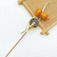 Bâtonnet à cheveux en forme de calebasse de style chinois avec pompon pour femme, élégant bâtonnet en métal, épingle à cheveux Hanfu, accessoires capillaires de style ancien