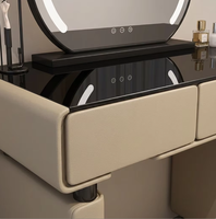 Coiffeuse moderne en bois de chêne avec miroir LED réglable, tiroirs et tabouret – Durable et écologique pour chambre à coucher