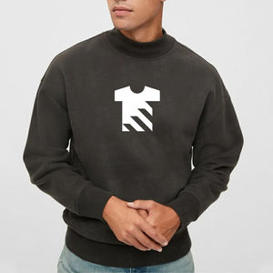 Custom Men's Mock Neck Sweatshirt 100% Cotton 280GSM French Terry Streetwear Oversized Men's Pullover <b>Top</b> - Product Image 4