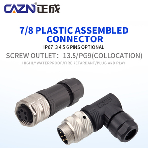 7/8 connecteur connecteur <span class=keywords><strong>étanche</strong></span> Signal mâle femelle IP67 connecteur <span class=keywords><strong>étanche</strong></span> plastique assemblé prise - Product Image 1