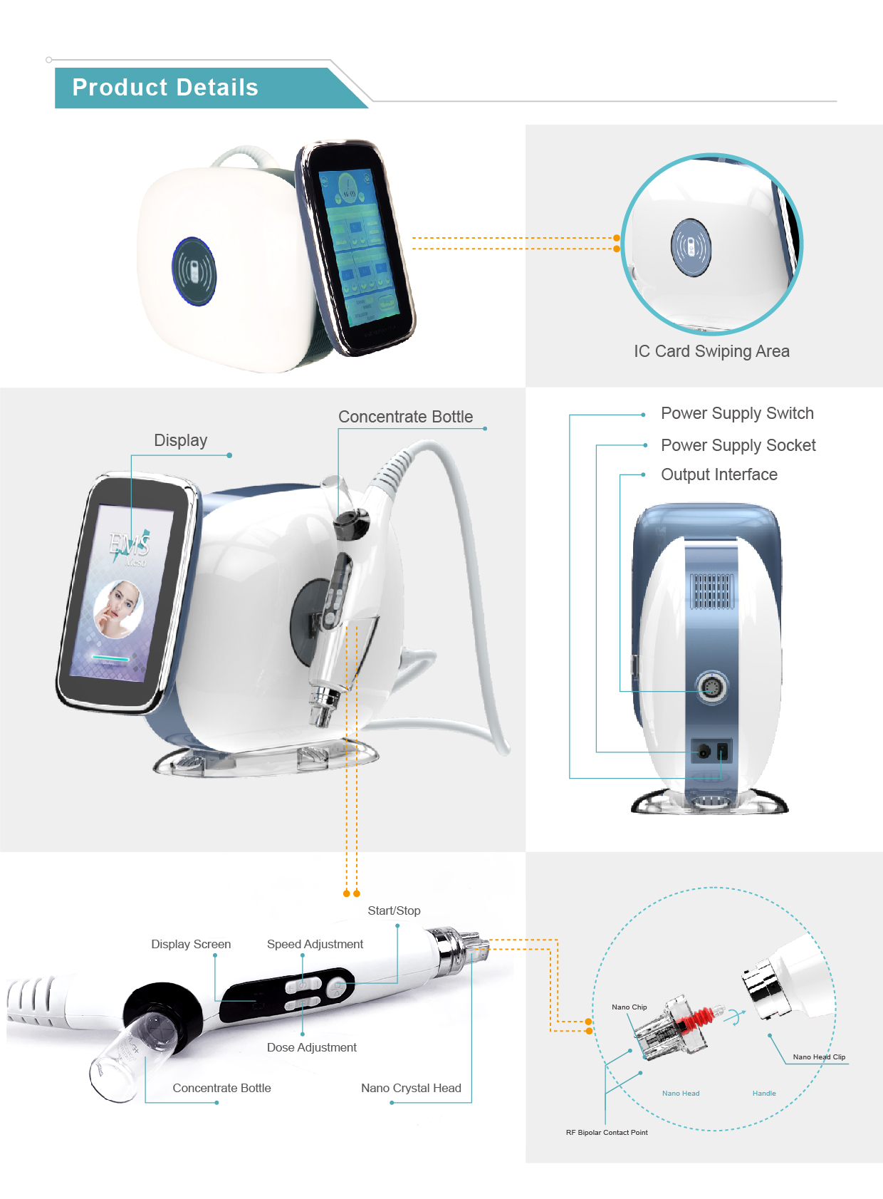 Needle Free Ems RF Mesogun 3 In1 Mesotherapy Gun Water