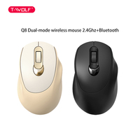 T-WOLFQ8 Mouse Nirkabel Dual-mode 2.4G/BT Dua Metode Koneksi Baterai 500mAh Dapat Diisi Ulang Mouse Kantor/Bisnis untuk PC Laptop