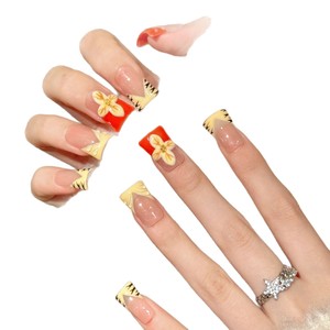 Uñas Postizas Ultrafinas Sin Costuras Serie W [Fei Hua Hu <span class=keywords><strong>Yun</strong></span>] con Diseño Retro de Tigre Dulce, Forma de Almendra, Pre-Diseñadas - Product Image 5