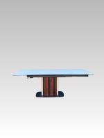 Nouvelle arrivée, table de salle à manger extensible, style moderne minimaliste, en pierre frittée, verre composite, pieds en métal
