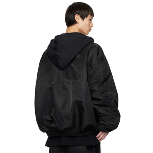 OEM Custom Hot Selling Insulated Nylon Twill <strong>Hooded</strong> Reversible Bomber <strong>Padded</strong> <strong>Jacket</strong> for Men - Product Image 4