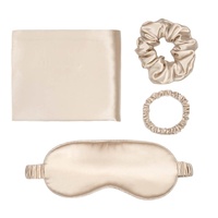2025 nuova confezione regalo personalizzata Encong maschera per gli occhi in pura seta Scrunchie e federa in seta di gelso 3 pezzi 100% raso federa di seta