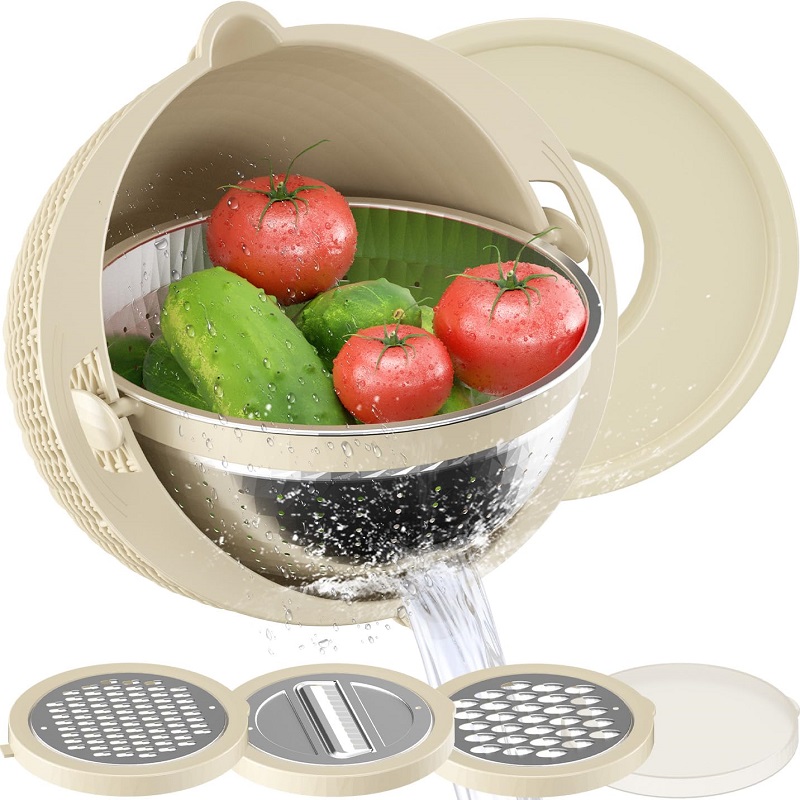 Doppelschichtig rotierbar 4-1 Colander mit Mischbecken-Sets stapelbare Lebensmittel-Siebgläser