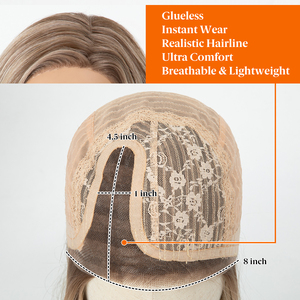 Perruque synthétique Kanekalon droite blonde avec dentelle frontale et monofilament, qualité supérieure Futura, sans colle, résistante à la chaleur, pour femmes - Product Image 4