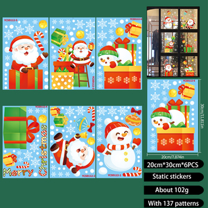 Adhesivos Estáticos <span class=keywords><strong>para</strong></span> Ventanas con Diseño de Muñeco de Nieve, Adhesivos Reutilizables de Doble Cara <span class=keywords><strong>para</strong></span> Decoración Navideña del Hogar, Calcomanías Removibles - Product Image 3