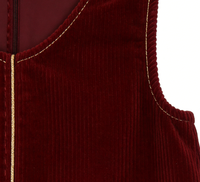 Robe salopette d'été décontractée en velours côtelé de coton pour filles, bordeaux, sans manches, coupe droite, unie, longueur genou, avec poches
