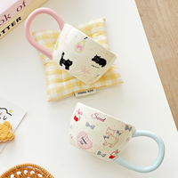 Mug en céramique chat mignon aux grandes oreilles 300 ml – Tasse à café et à eau de haute qualité pour couple, compagnon quotidien à la maison, cadeau de fête, couleur et logo personnalisables