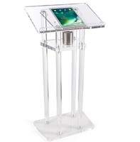 Série d'ateliers personnalisés, pupitre en acrylique pour le sol, pieds en caoutchouc, présentoir en acrylique transparent pour discours, vente en gros en usine