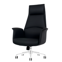 Chaise de bureau noire exécutive confortable à dossier haut en cuir véritable, réglable en hauteur, pour usage professionnel moderne et salle de sport