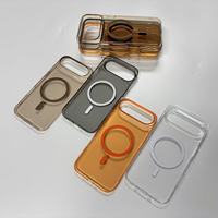 Étui de téléphone transparent magnétique en PC orange cristal pour la série 17 Air |   Coque de protection anti-jaunissement, antichoc, avec recharge sans fil magnétique