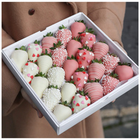 Boîte à Dessert de luxe avec couvercle transparent, emballage de bonbons, fraise et chocolat, produit de qualité supérieure, personnalisé, blanc, noir, 1 pièce