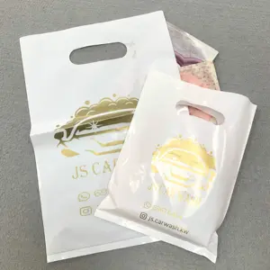 Wholesale Reusable Custom Logo Clothing bag High Quality Thicken Plastic Shopping Bag With Die Cut Patch Handle