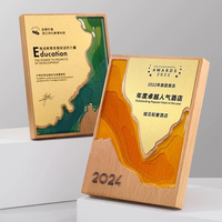 Plaque de récompense créative en résine et bois, design unique plaqué or fondu, trophée moderne pour la reconnaissance des employés