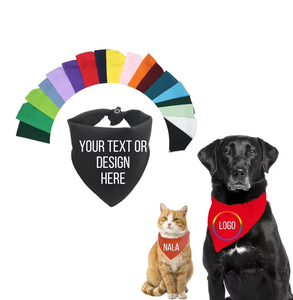 फ़ैक्टरी कस्टम सबलिमिनेशन मुद्रित ठोस रंग त्रिकोण कढ़ाई कुत्ते/बिल्ली पॉलिएस्टर कपड़े बन्टाना - Product Image 1